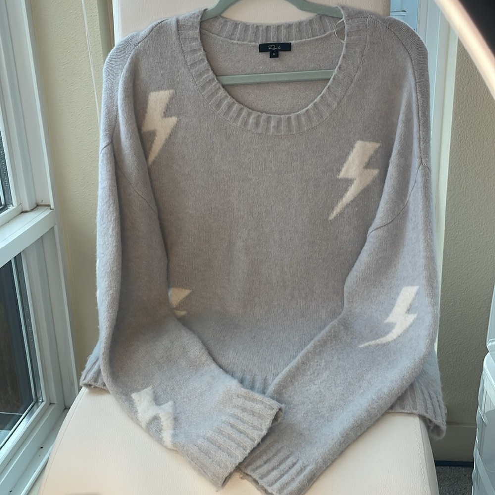 RAILS LIGHTNING BOLT ⚡️ SWEATER LIGHT BLUE WOOL & CASHMERE SOFT & COZY